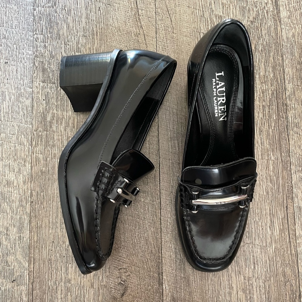 NWOT Ralph Lauren leather loafer heel mules y2k